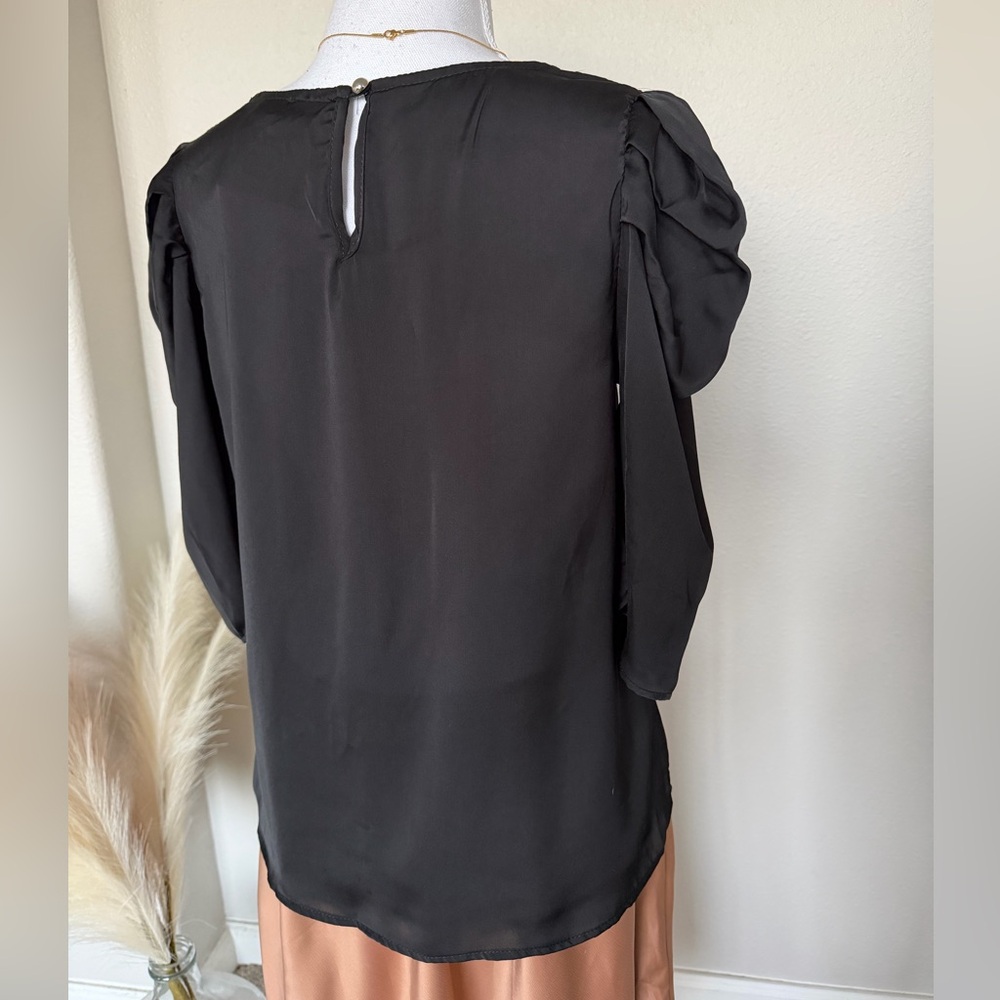 NWT Ces Femme - Black Princess Sleeve Blouse - 2 - Picture 12 of 17